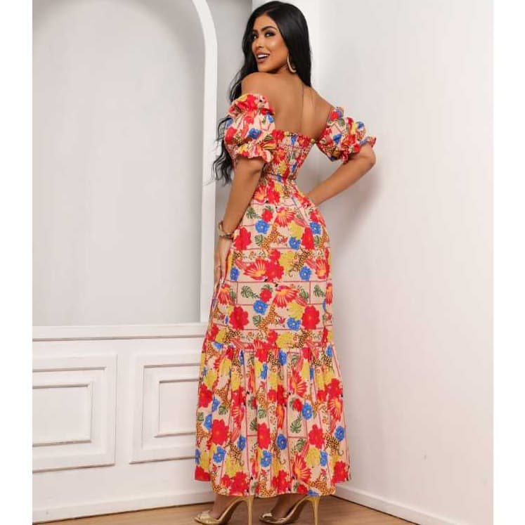Vestido Estampado  Floral Manga Ciganinha Moda Evangelica Casual Soltinho Elegante Lastec