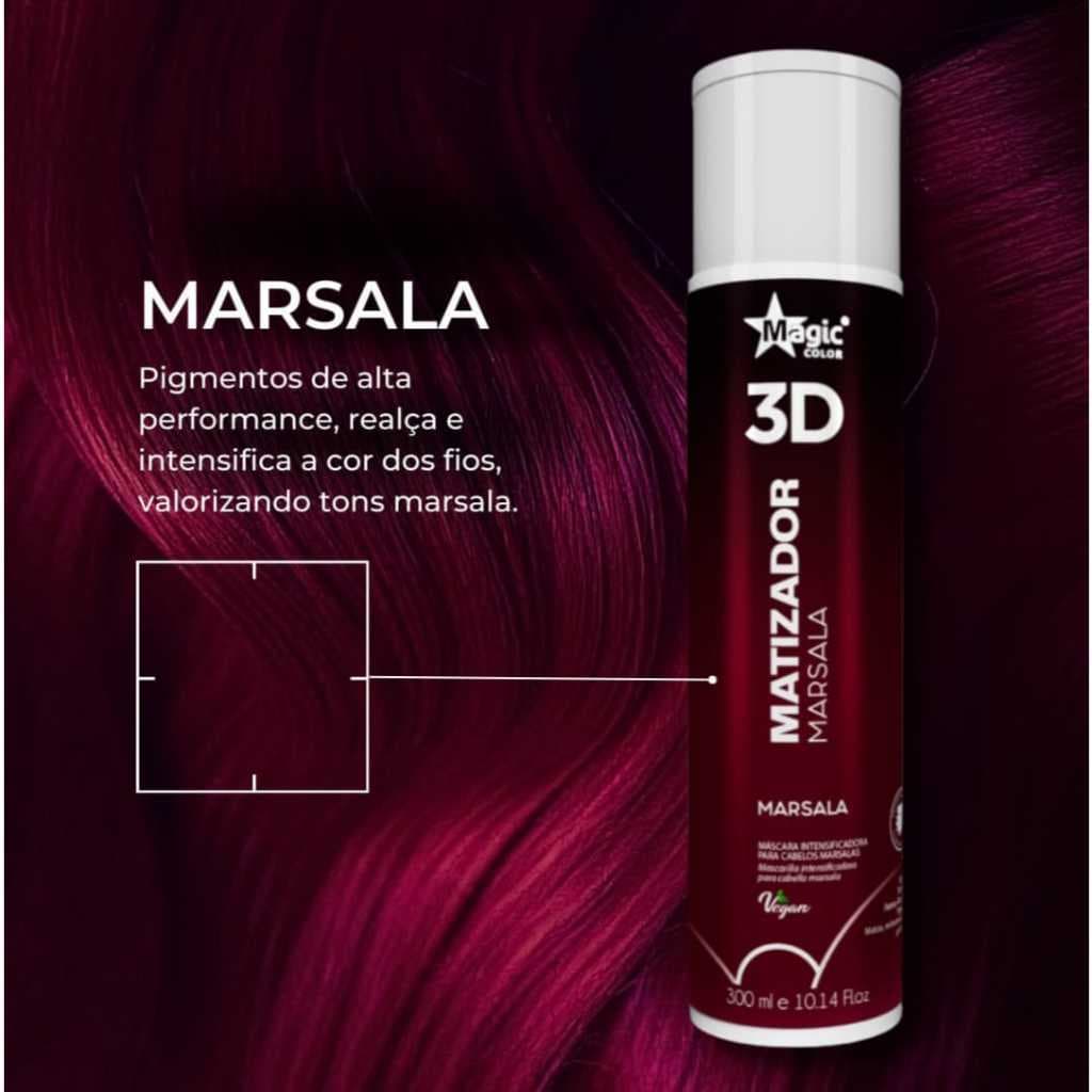 Magic Color Matizador 3D Efeito Marsala 300ml - Máscara Intensificadora Para Cabelos Marsalas