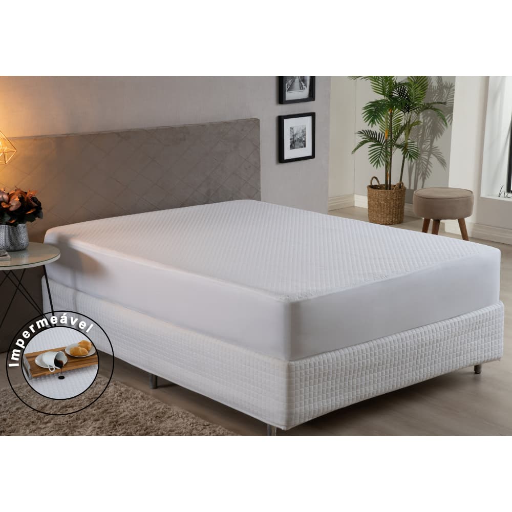 Capa Protetor Impermeável Para Colchão King Branco Matelado