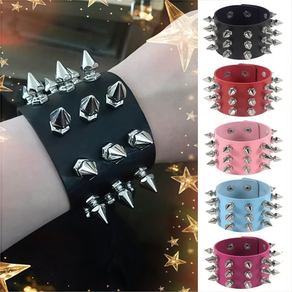 Pulseira de corrente e tachas de gotica, punk moderna e exagerada
