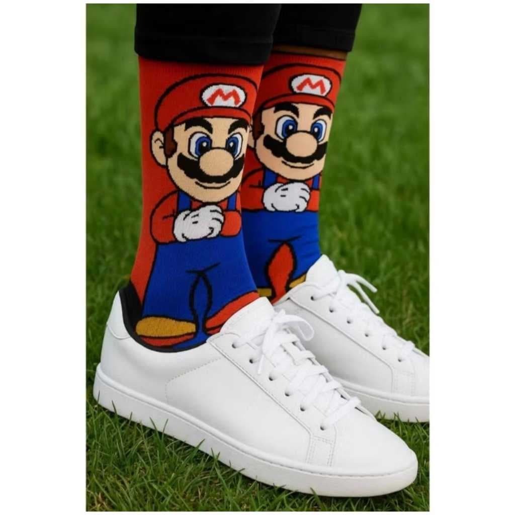 MEIA DIVERTIDA SUPER MARIO ALGODÃO LONGA ACADEMIA SPORT SKETE