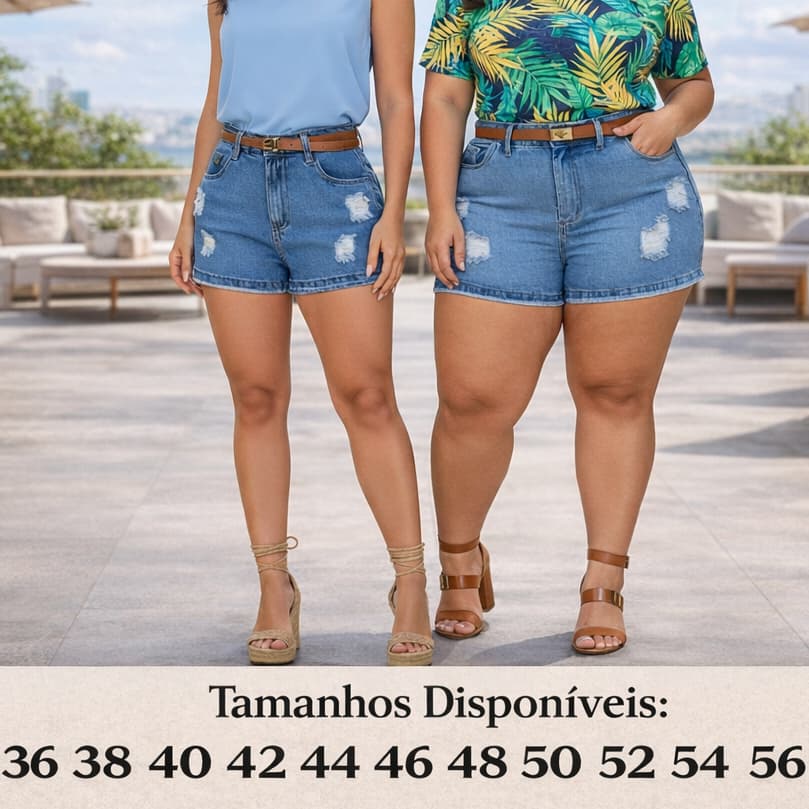 Short Jeans Com Cinto Feminino Cintura Alta – Premium Empina Bumbum  Modelagem Perfeita