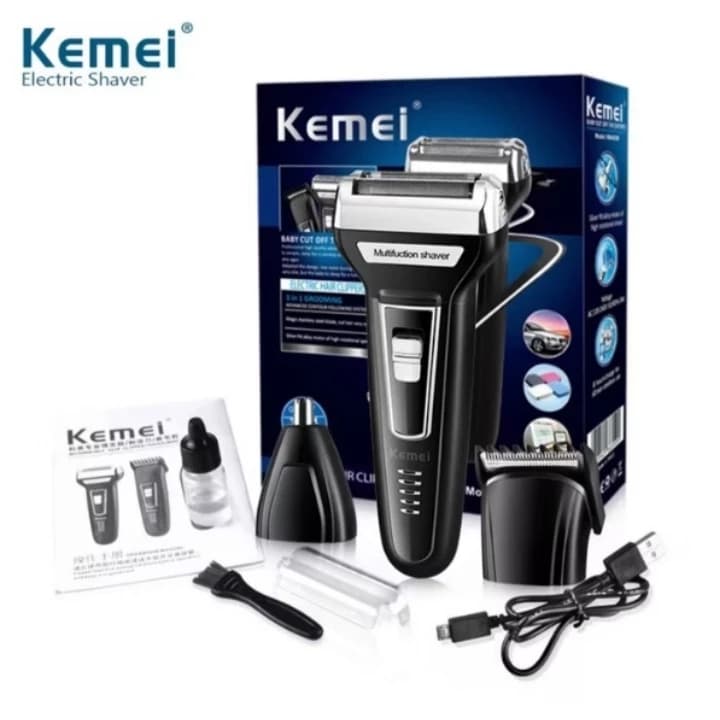 Aparador de Barba 3 em 1 Recarregáve Barbeador MODEL KM-6776