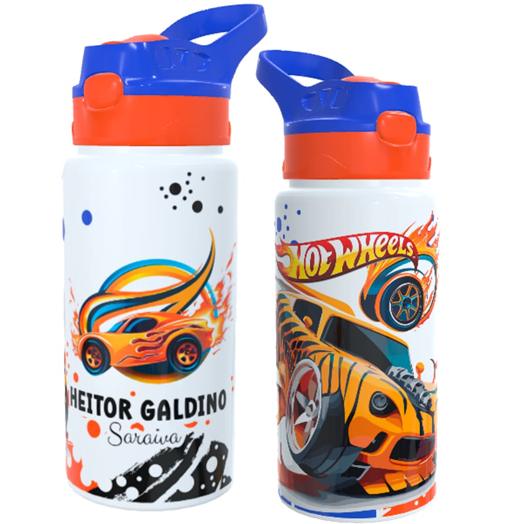 Garrafa infantil personalizada HOTWHEELS | BLAZE | MCQUEEN | ENVIE NOME PARA PERSONALIZAR