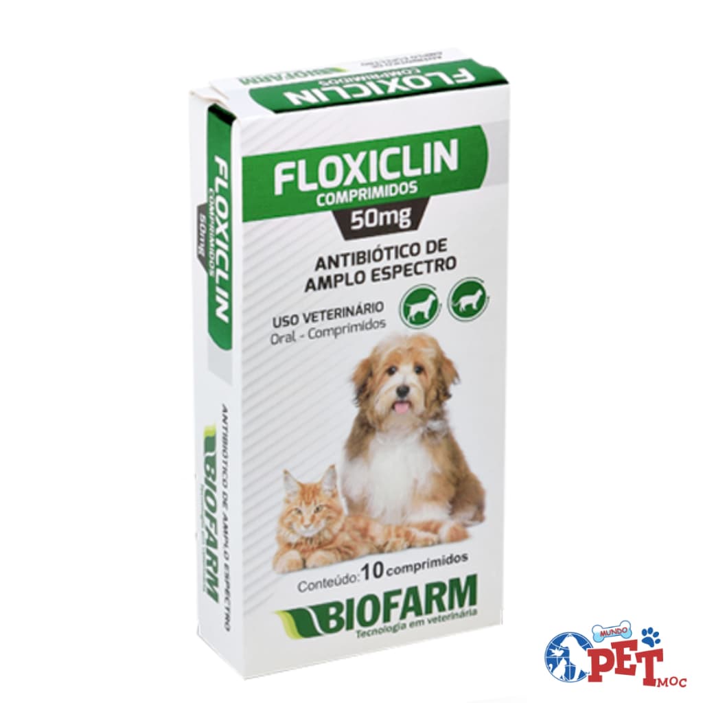 Floxiclin 50 mg - Remédio de amplo espectro - Cães e gatos - Antibiótico Floxiclin