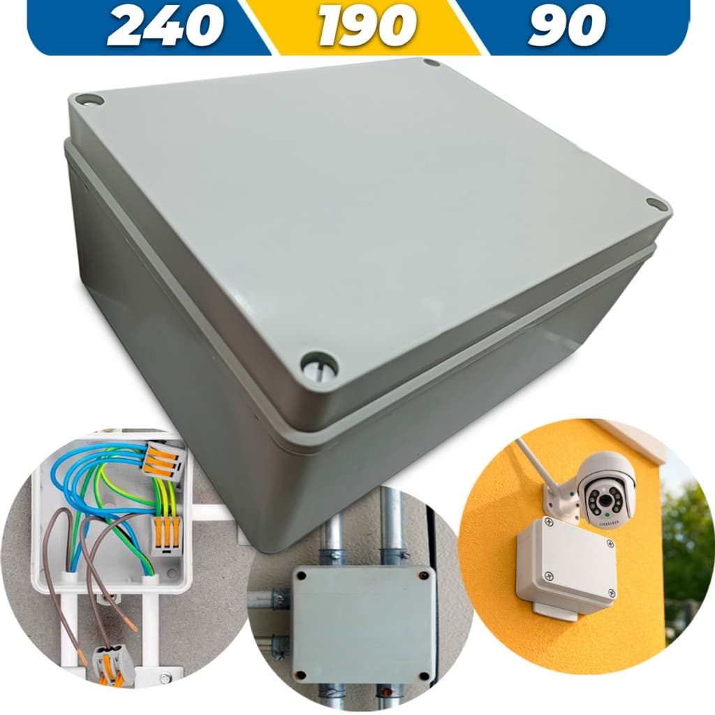 Caixa De Passagem Elétrica Plastico ABS 240x190x90mm IP67 Soprepor Caixinha De Distribuição - 1Un