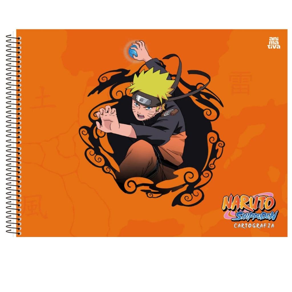 Caderno de Desenho e Cartografia Naruto Animativa Capa Dura 80 Folhas Volta as Aulas