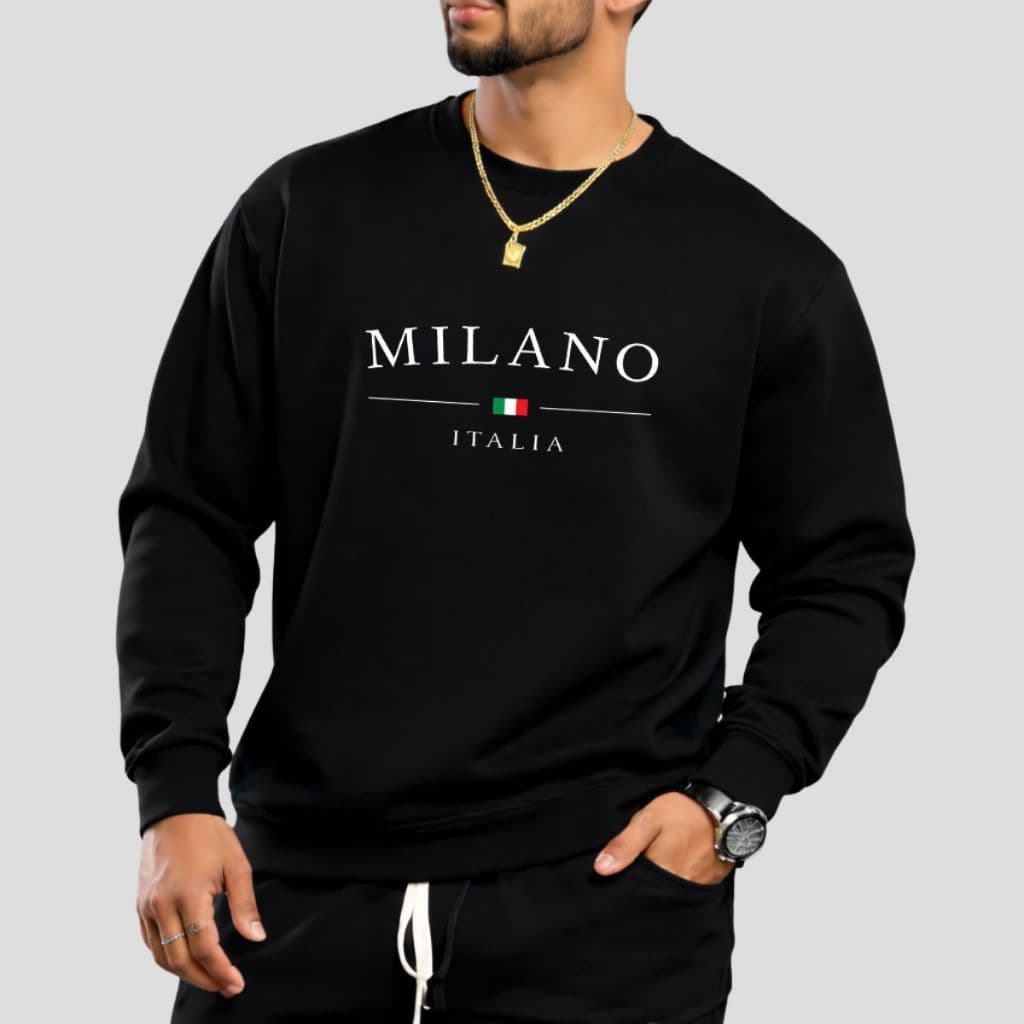 Moletom Masculino Algodão Milano Blusa De Frio Gola Redonda Casaco Confortável Envio Imediato