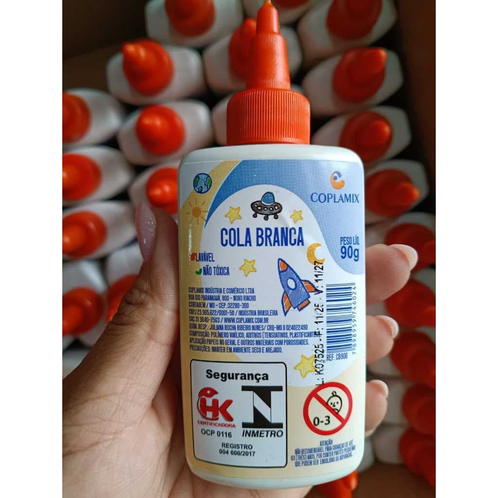 Kit 6 cola Branca COPLAMIX 90 gr l Lavável l Não Tóxica l volta às aulas