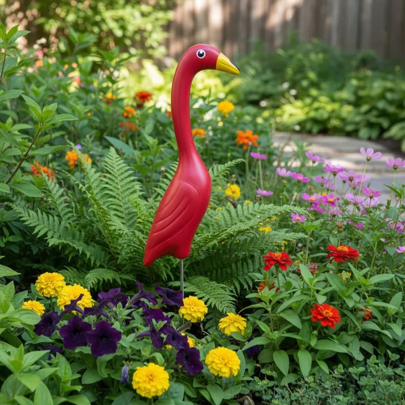 Decoração Para Jardim Enfeite Flamingo G Estatua Cerâmica