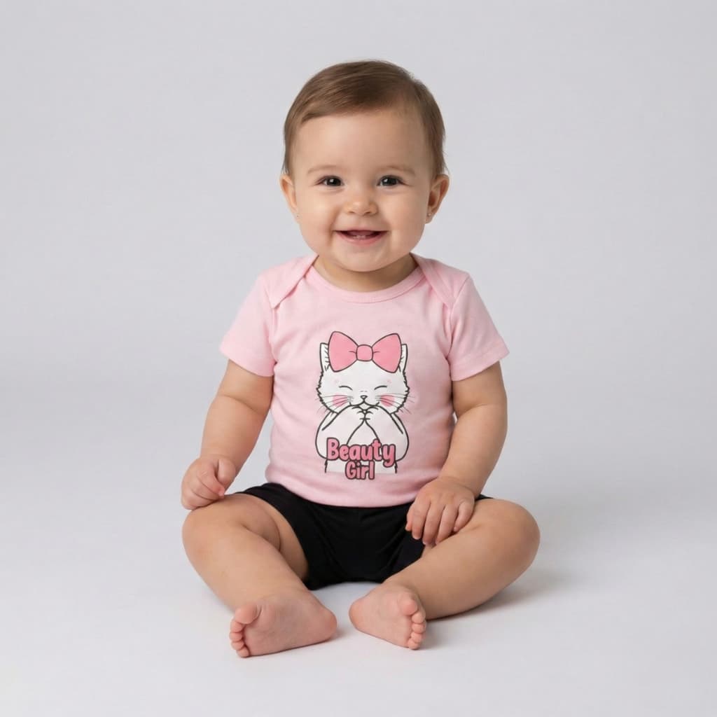 Kit 2 Conjuntos Peças Roupa Bebê 2 Bodys e 2 Shorts Algodão Macio Estampas Diversas Enxoval