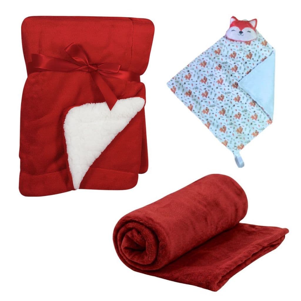 Kit Berço 3 Itens Antialergico Bebe Conforto - Cobertor Dupla Face Sherpa + Cobertor Soft + Naninha