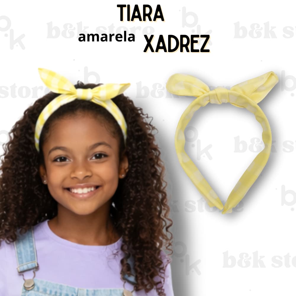 Tiara Infantil Menina com Laço Amarelo