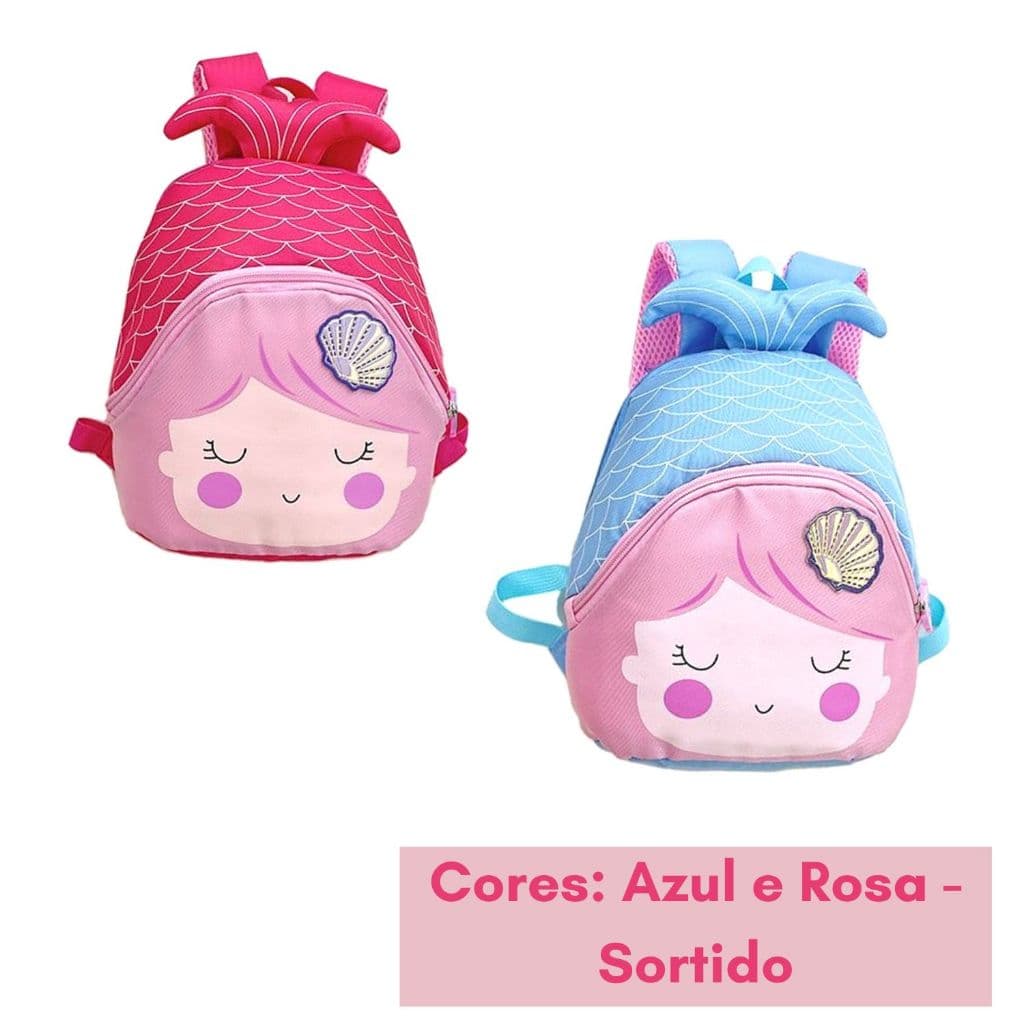 Mochila Escolar Infantil Sereia Compacta Sortida - Colorida Resistente Viagem Mala Bolsa