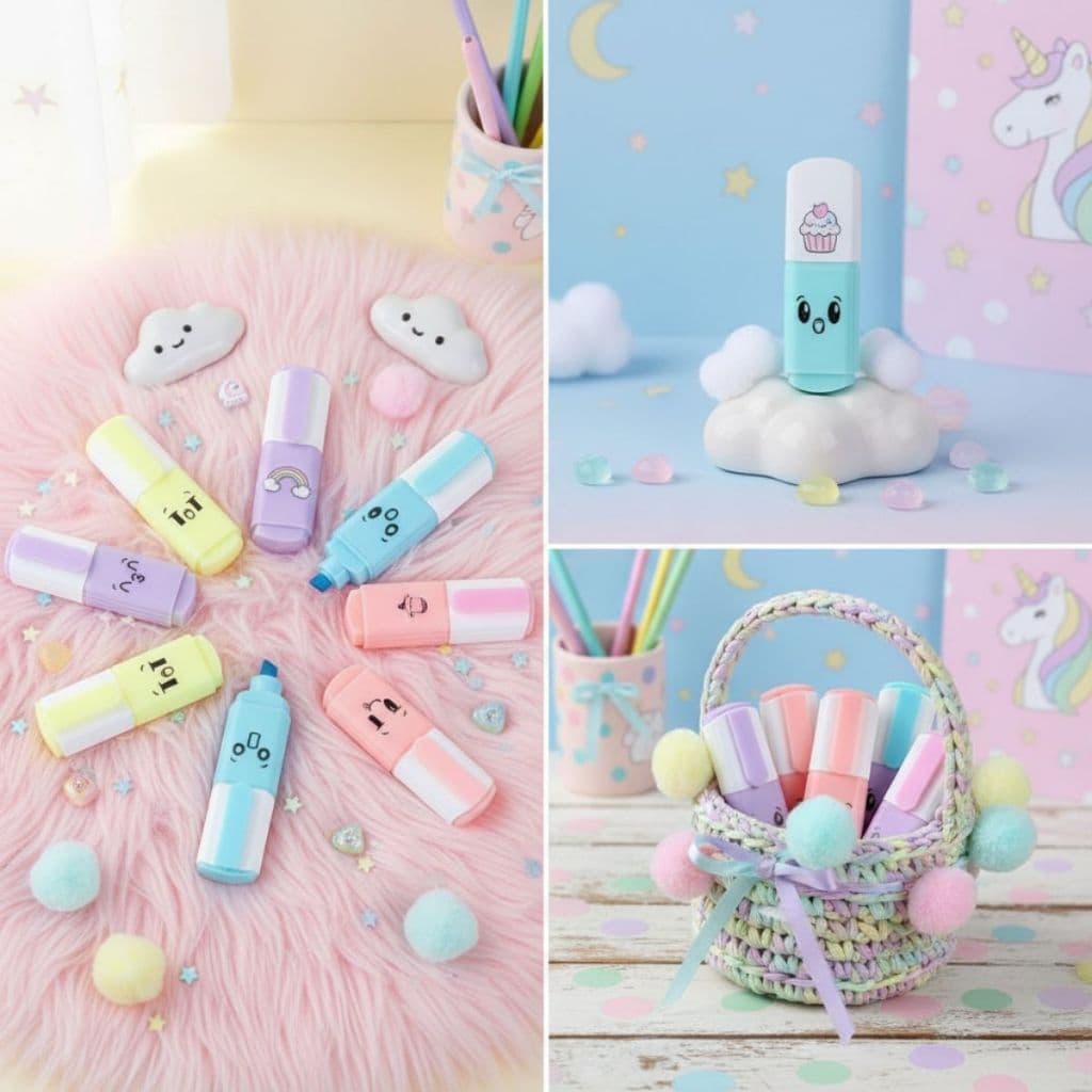 Kit 6 Mini Canetinha Marca Texto Neon Papelaria Fofa Escolar