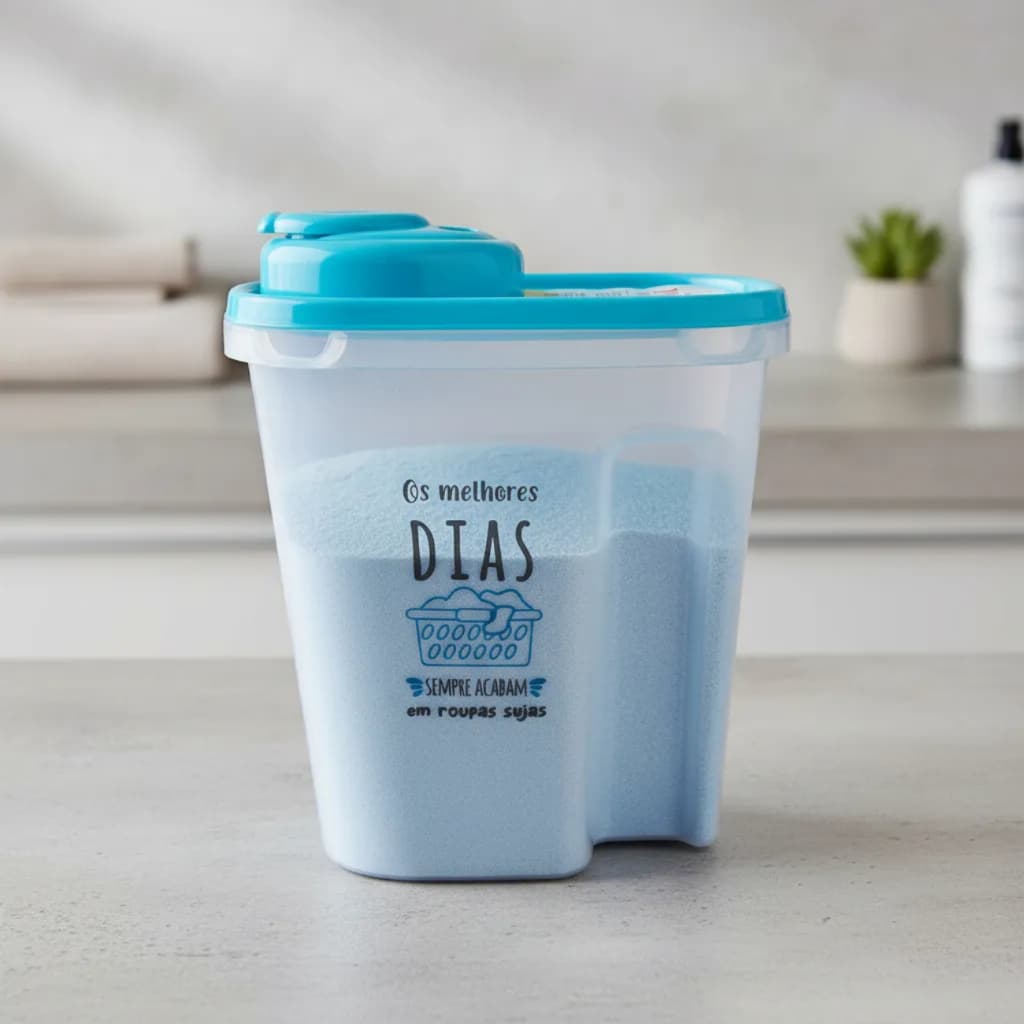 Porta Sabão Em Pó Ou Liquido Com Tampa Dosadora