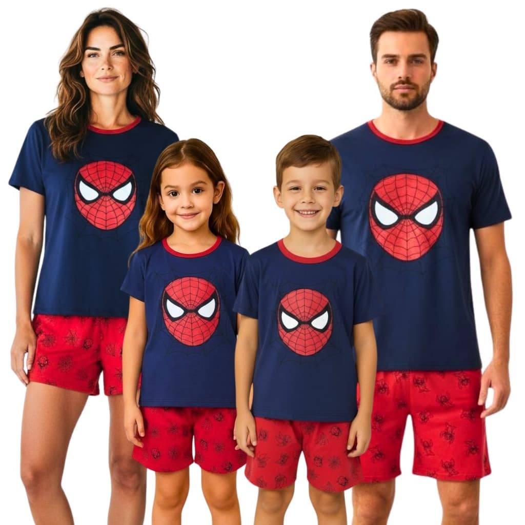 Kit Combinando Pijama Família Sonic Estampado Combinando Verão Estampas Divertidas Fofas Conforto Premium