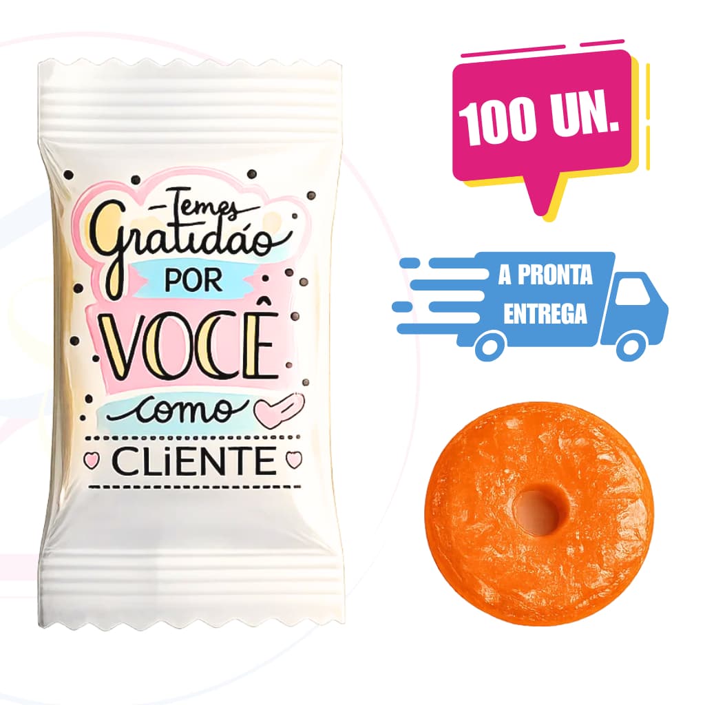 Brinde para Clientes 100 Un – Bala Agradecimento Embalada - Envio rápido