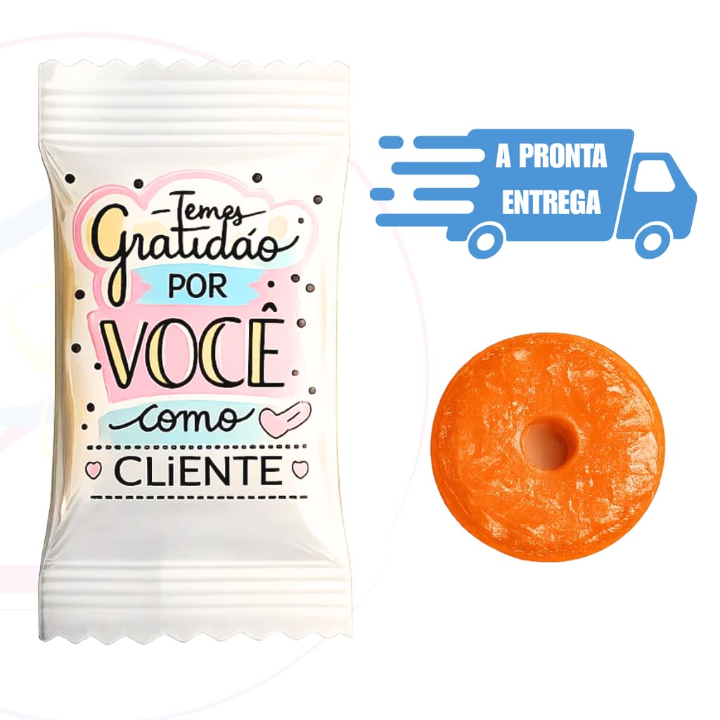 Lembrancinha Agradecimento Cliente – 50 a 200 uni. Balas Embaladas