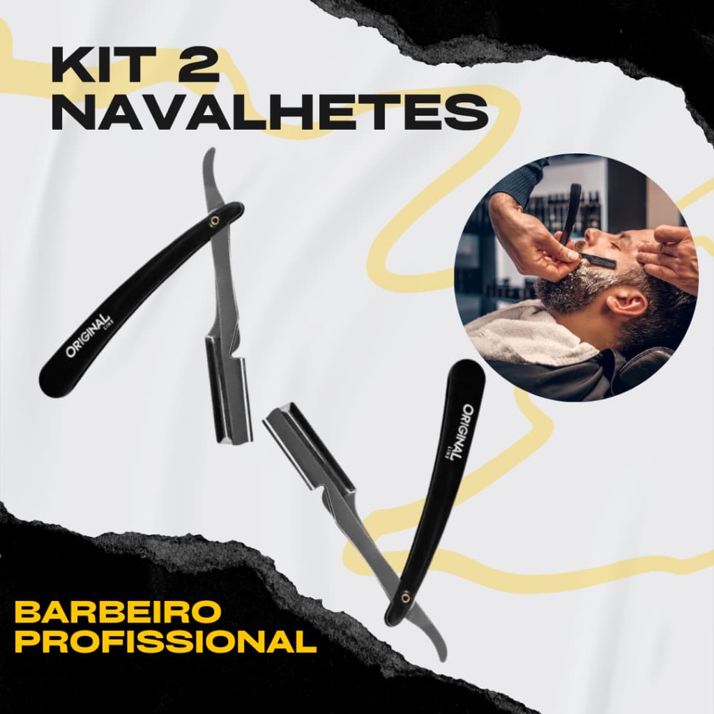 Navalhete Kit 2 Aço Inox Profissional Barbeador Barbeiro Cabeleleiro Cabelo Barbear Raspar