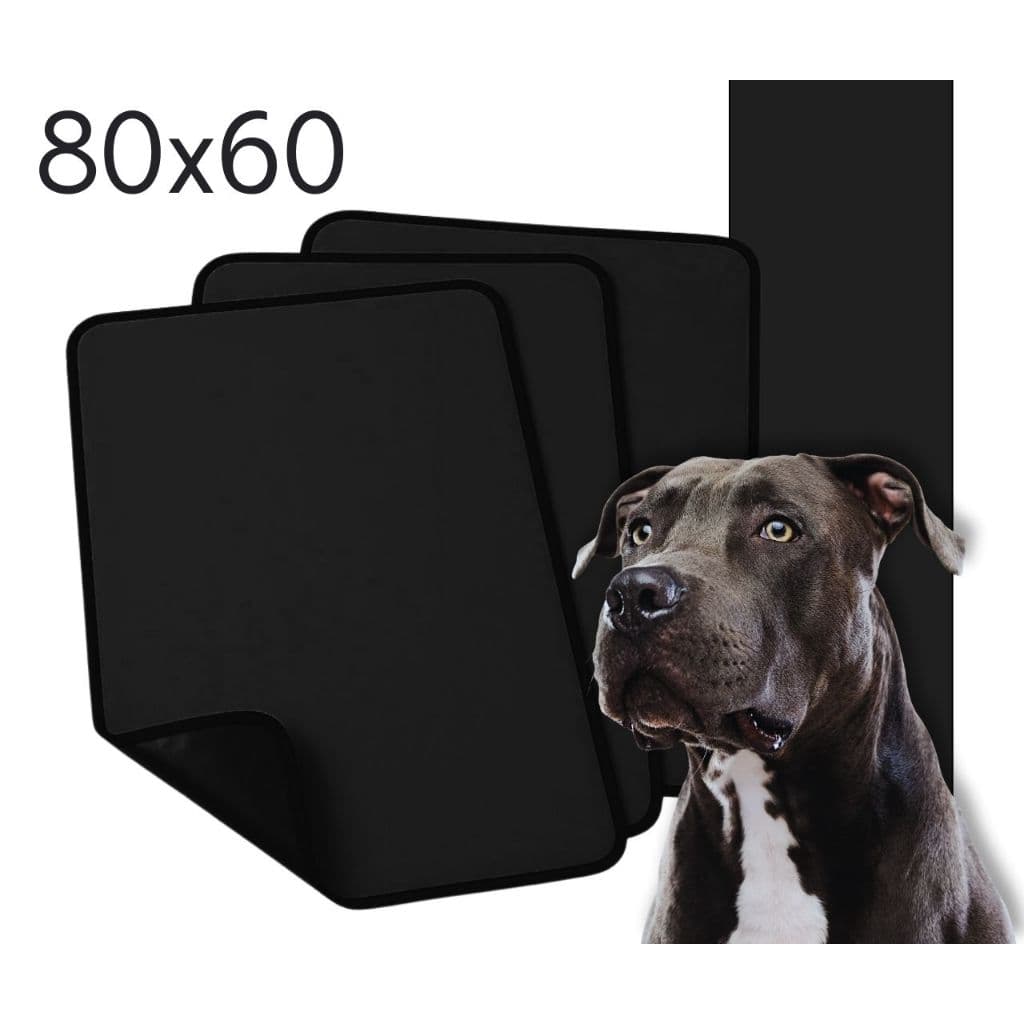 Tapete Sanitário Absorvente para Cães | 80x60 Preto | Lavável e Impermeável | Mais Higiênico e Ecológico