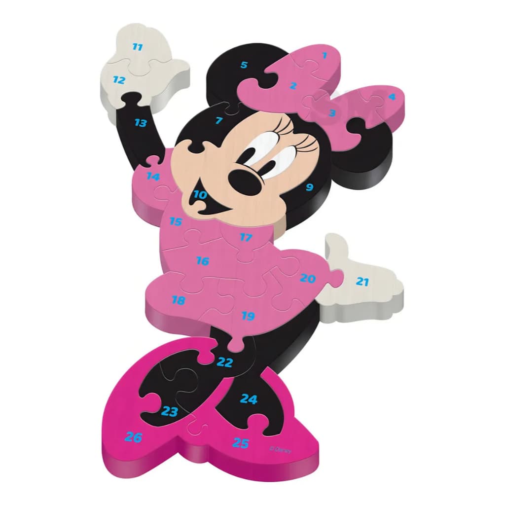 Quebra-cabeça Disney Minnie Mouse Infantil 26 Peças Madeira Mdf Toy Mix