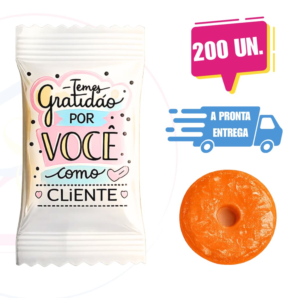 Brinde para Loja e Empresas – Bala Agradecimento 200 Un