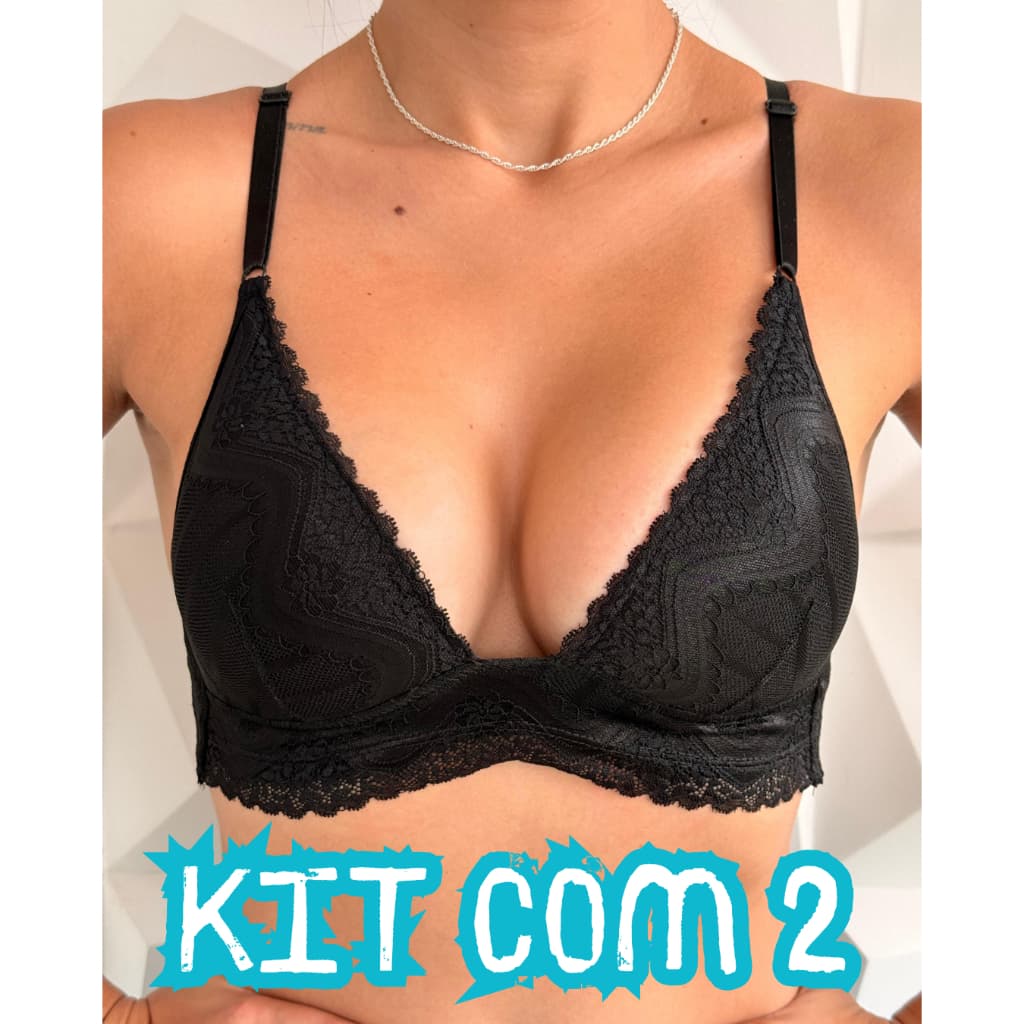 Kit 2 Sutiã Bojo Soft Com Renda NÃO AMASSA Sem Aro Confortável Premium Alça Regulável