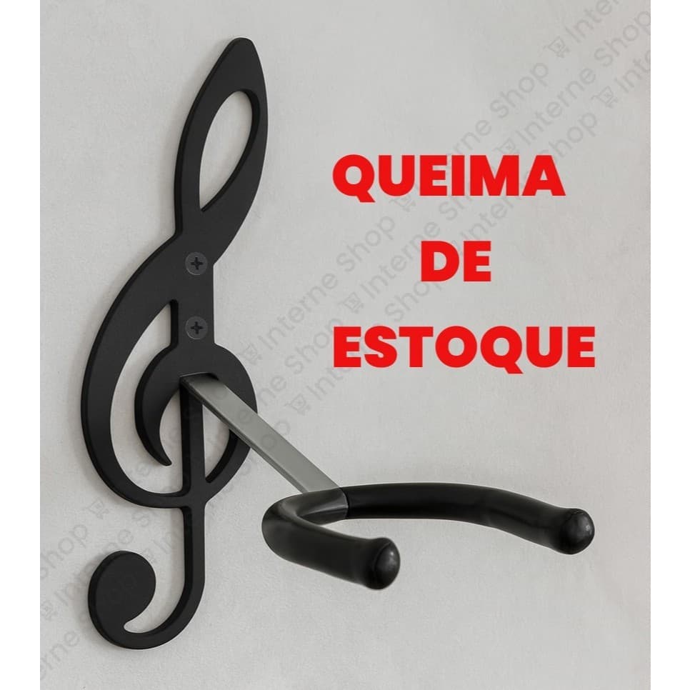 Suporte de Violão de Parede 𝄞 - Violão, Guitarra, Baixo, Ukulele – Design Clave de Sol