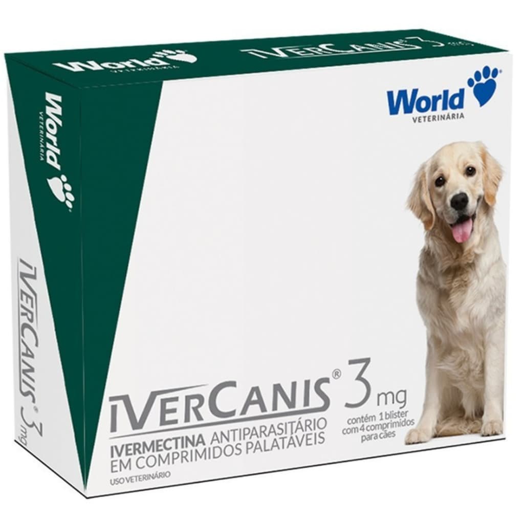 Ivercanis  3mg, para pulgas, Carrapatos e Sarna, World Veterinária, Original