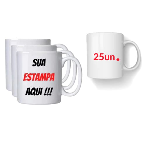 Kit 25 canecas personalizadas com sua arte estampa logo ideia