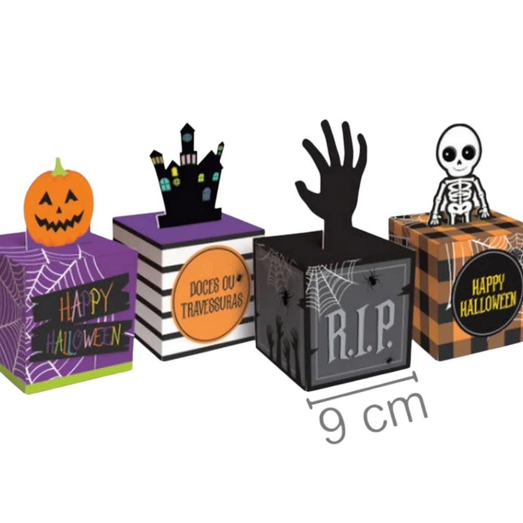10 Caixinhas Halloween Decoração Quadrada Pop Up Scary Night Cromus (Sortido) Dia das Bruxas