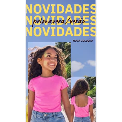 Blusa Costa Decote Menina Infantil Juvenil - Tam P ao GG - 5 Cores: Amarela, Rosa, Verde, Azul, Rose