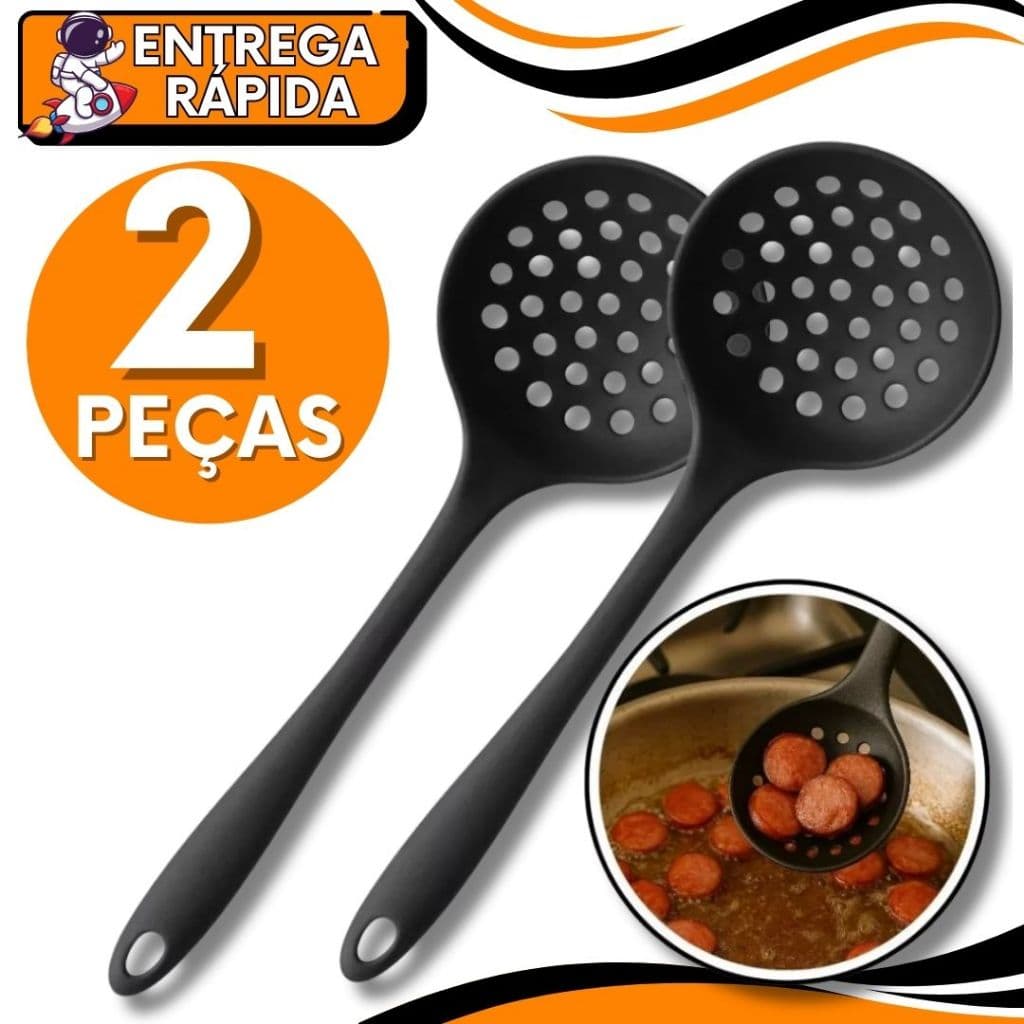 ESCUMADEIRA SILICONE 28,5 cm Resistente a altas temperaturas para Arroz Colher Vazada Furada Utensilio Cozinha