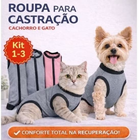 kit Roupa Pet Cirúrgica Para Castração- Cães e Gatos Pequeno médio e grande Porte