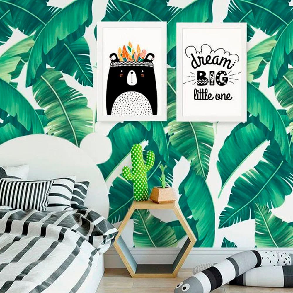Papel de Parede Floral Folhas de Bananeira  Rolo de 0,58 x 3,00m