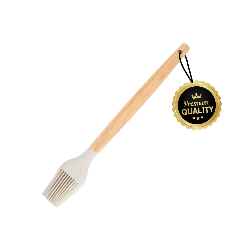 Pincel Culinário De Silicone 27cm Com Cabo Madeira Cozinha Untar Forma Pincelar - Mozcada