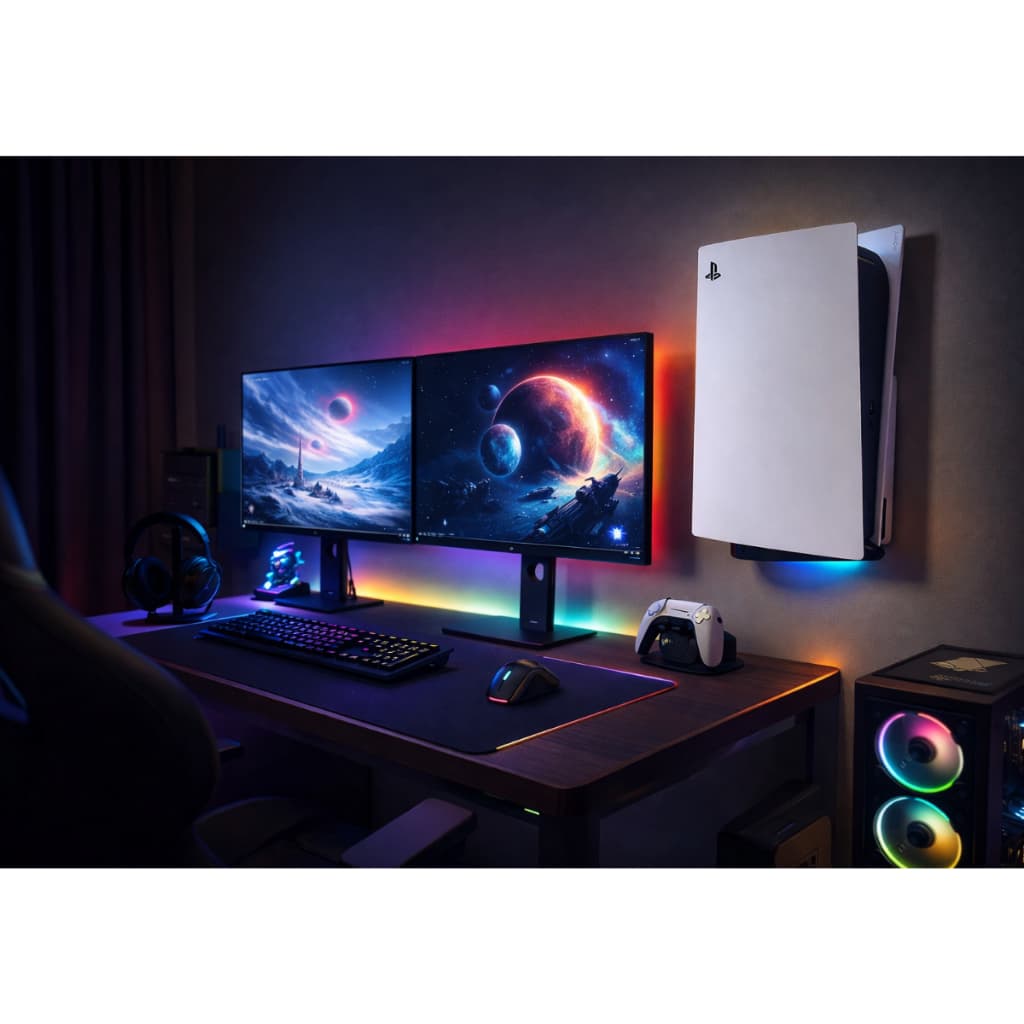 Suporte Parede Invisível Ps5 Slim Com Disco Fixação Invisivel Videogame Parede Ps5 Slim Acompanha Kit Fixação