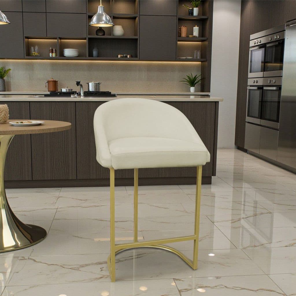 Banqueta Gourmet LUA Bouclê Base de Ferro