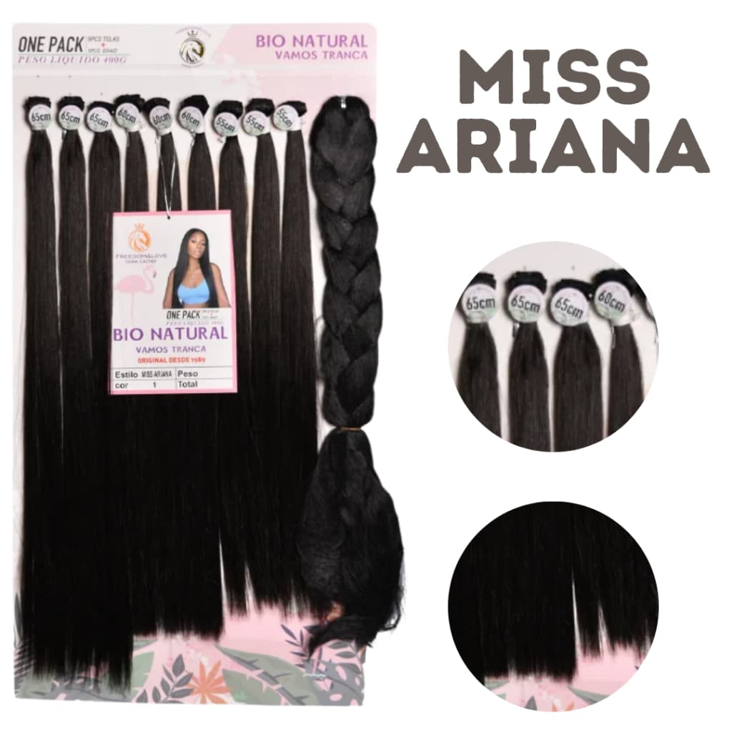 Cabelo Freedom&Love Liso Miss Ariana Bio Natural 65cm 380g + Jumbo Braid Lançamento