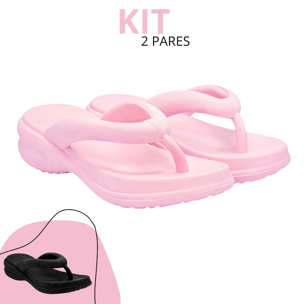 Kit Chinelo Feminino Nuvem Leve Macio Confortável