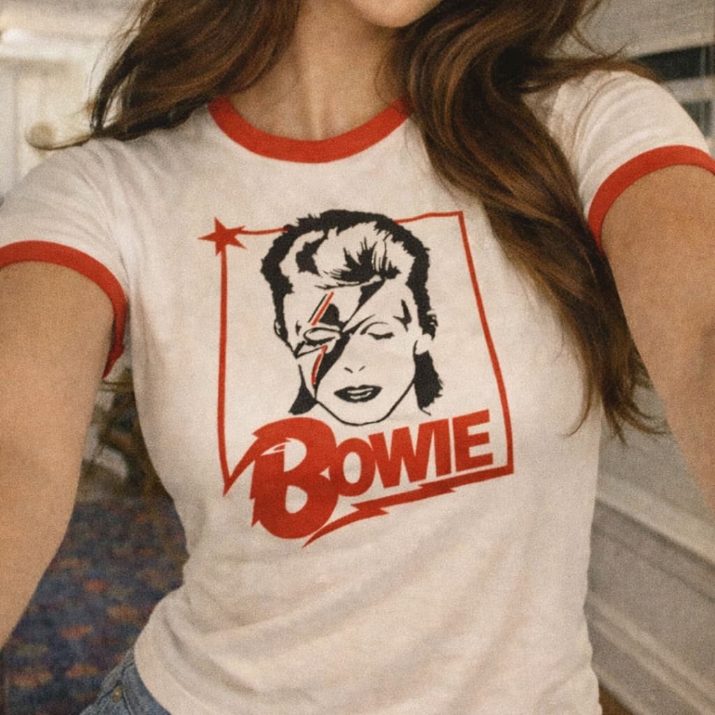 Camisa Feminina Baby Tee David Bowie T-shirt Vintage Y2K estética BabyLook