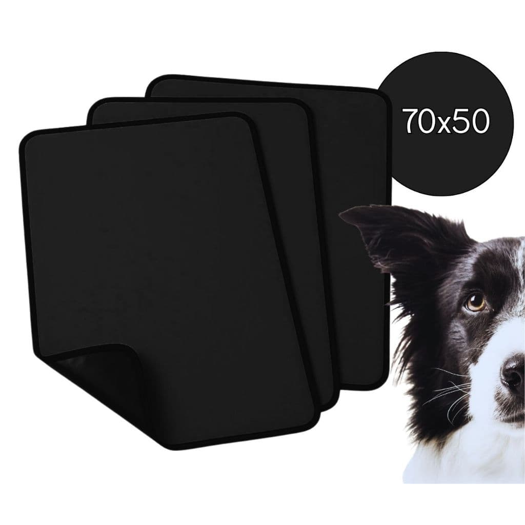 Tapete Higiênico Impermeável Lavável para Cães | 70x50 Preto | Banheiro para Pets Prático e Ecológico