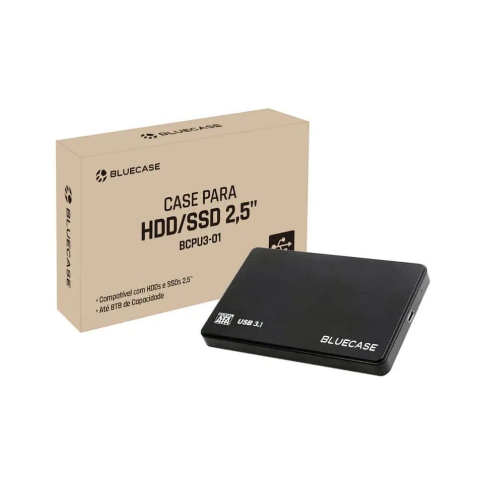 Case Gaveta USB 3.0 BLUECASE [BCPU3-01BX] p/ HD/SSD SATA 2.5" Preto