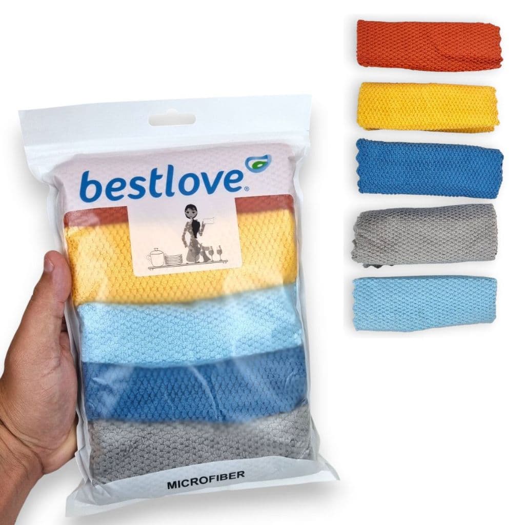 Pano de Microfibra Bestlove Multiuso Kit com 5 Unidades Alta Absorção Limpeza Geral