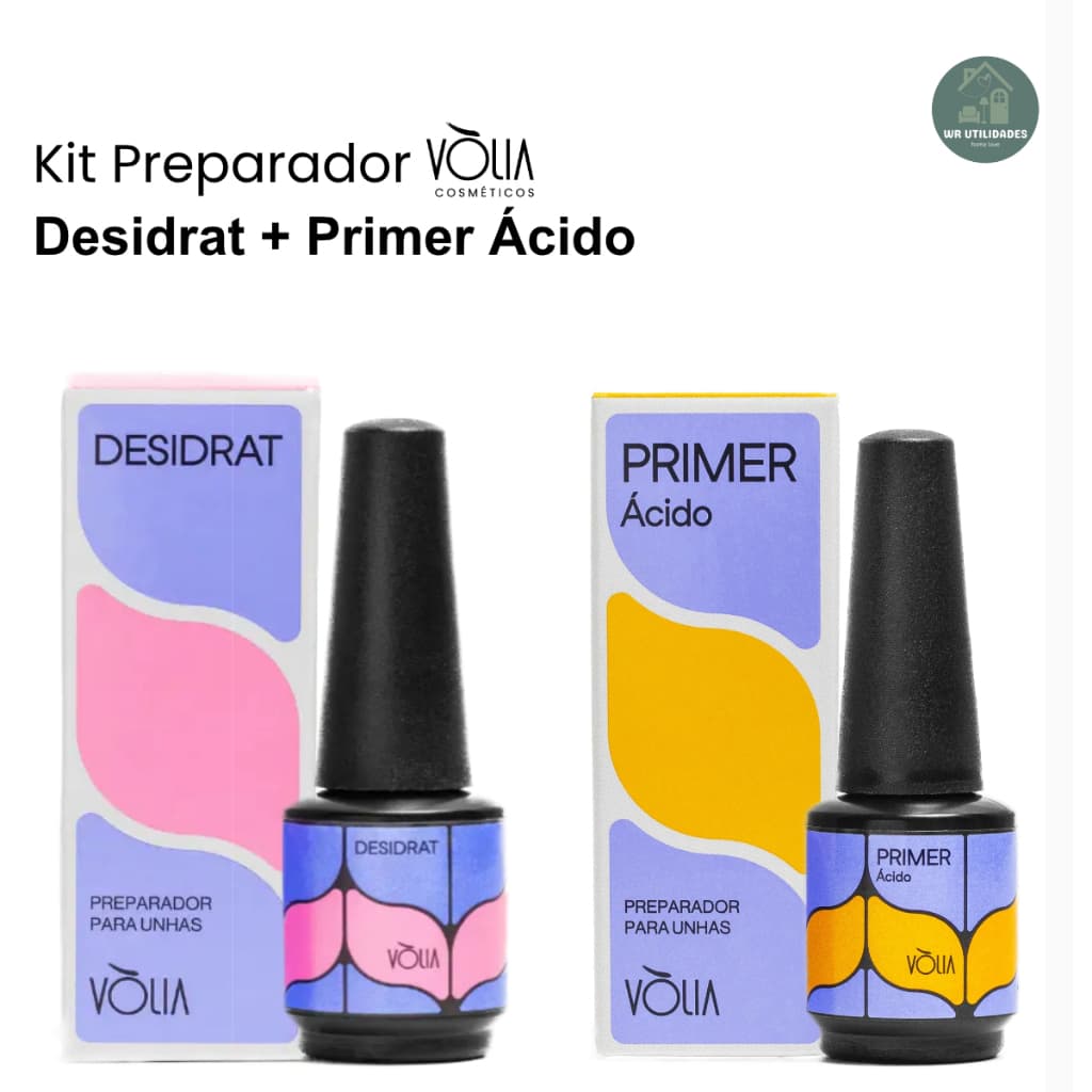 Kit Volia Preparador Unha Desidrat 9ml + Primer Com Acido 10ml Original Imediato