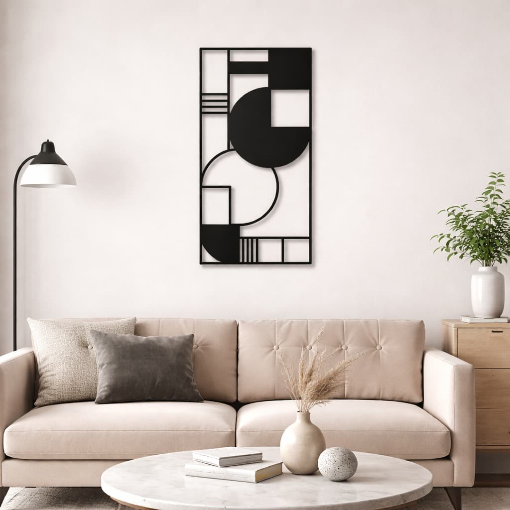 Painel de Parede Geométrico Preto – Design Moderno e Sofisticado