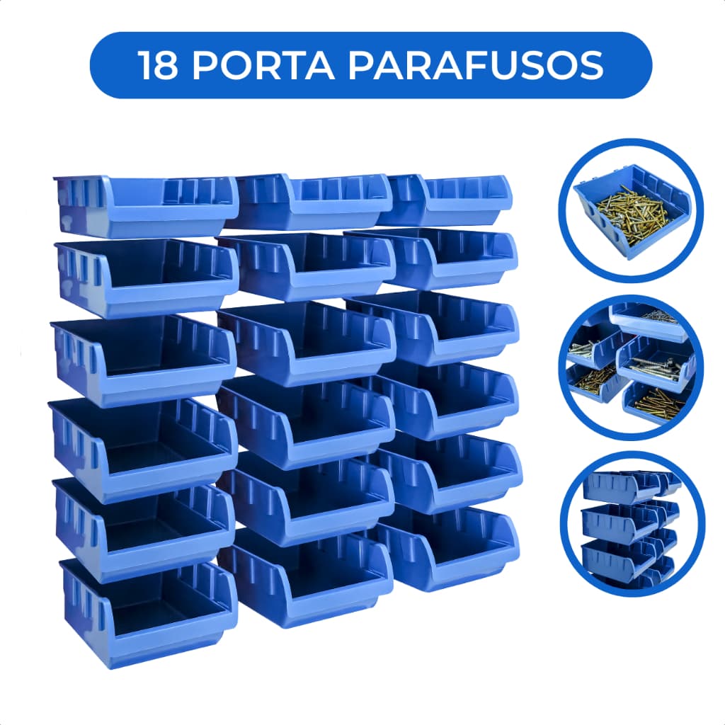 Painel Porta Parafuso 6/12/18/24 Caixa Organizador Gaveteiro Ferramentas
