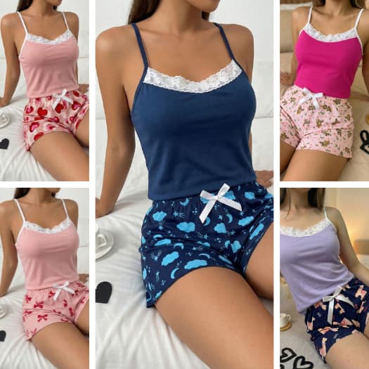 Kit 6 Pijamas Baby Doll Blusa Lisa Adulto Feminino