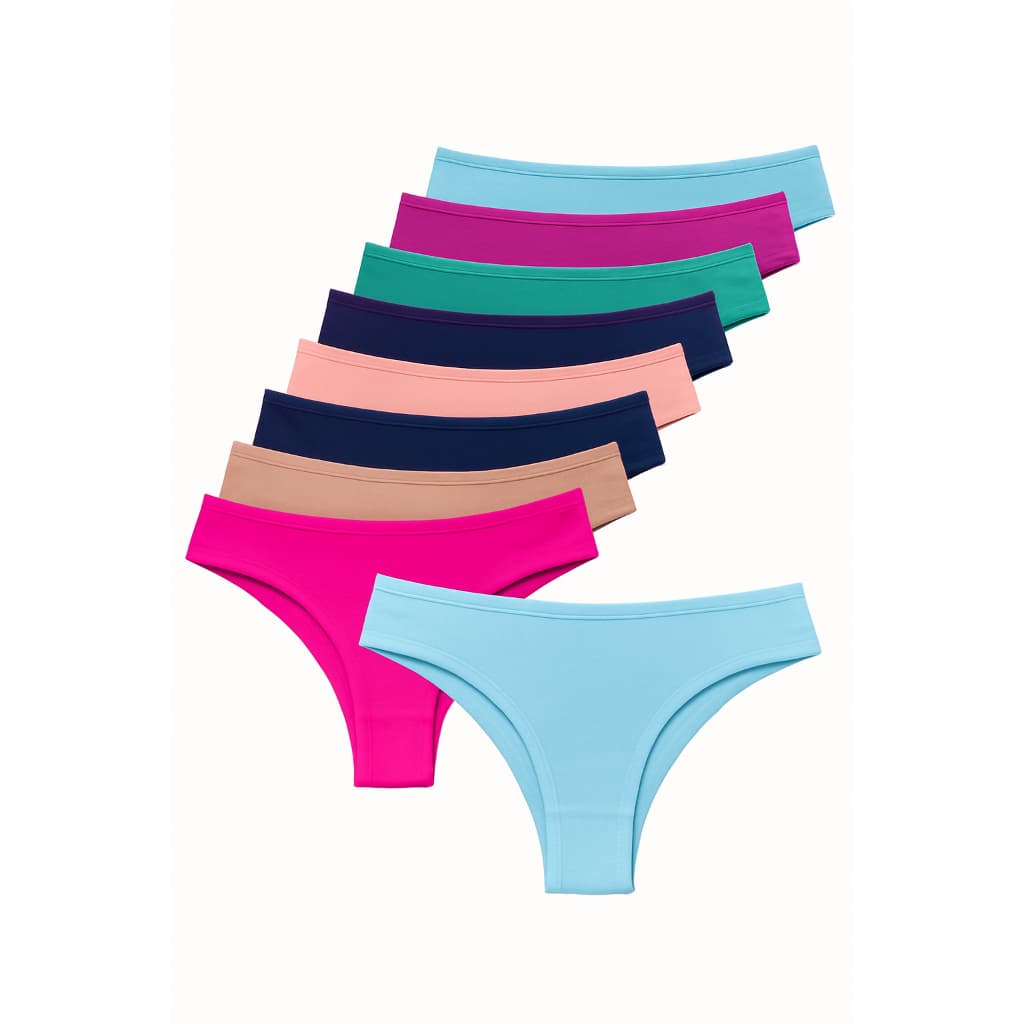 Kit Calcinha Conforto 100% Algodão Tanga Lisa Adulto Feminina
